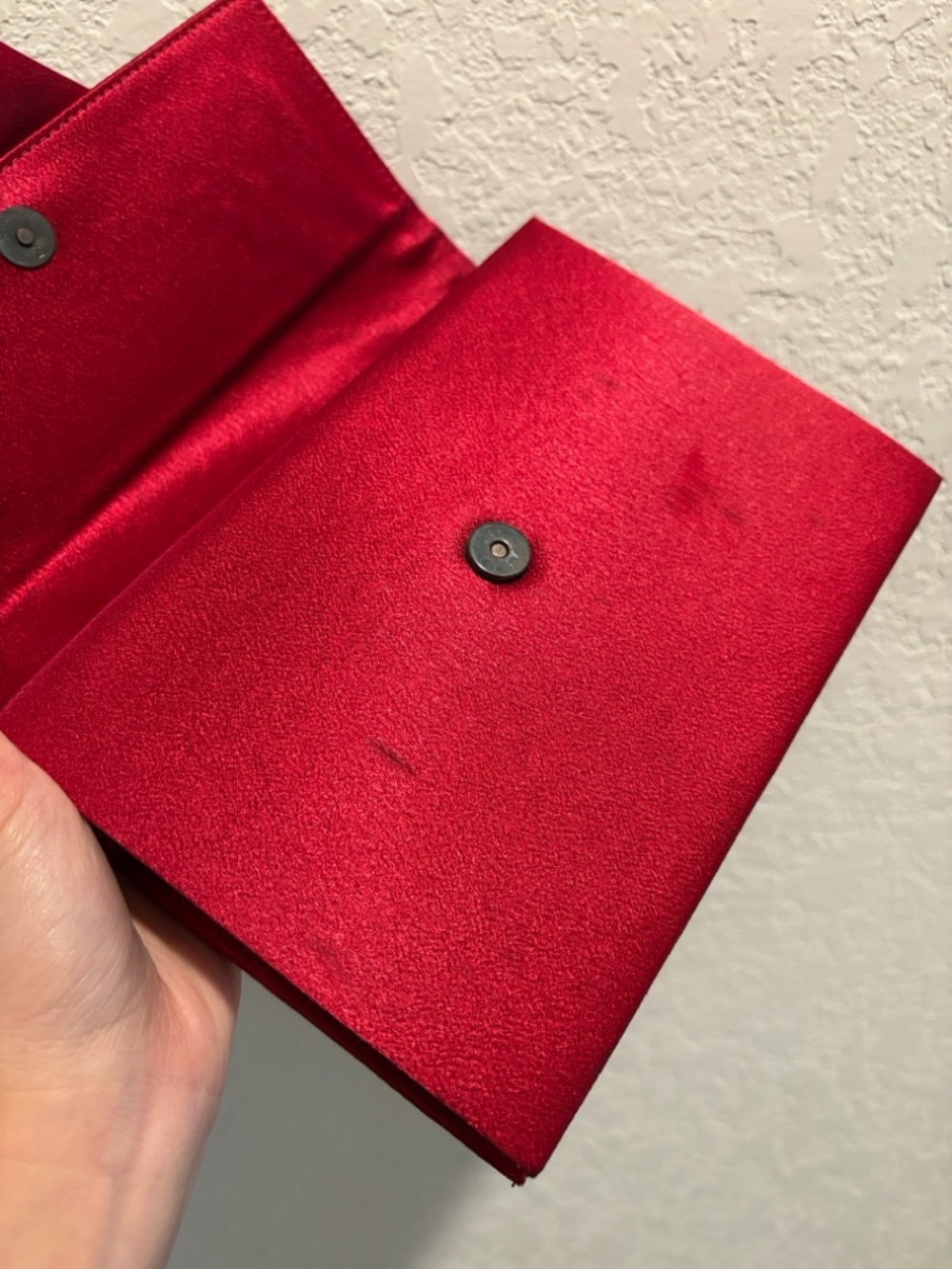 Yves Saint Laurent Red Satin
Bow Clutch with Crystal Accent - Picture 4 of 15